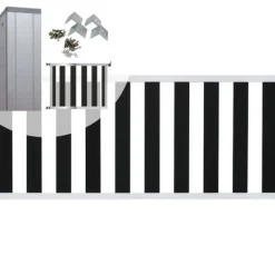 C-Wood Tuinhek met poort set composiet antraciet Design met blank alu frame (4,88 mtr)