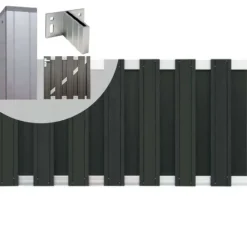 Clearance C-Wood Tuinhek met poort set composiet Stijl antraciet met blank aluminium frame (4,88 mtr)