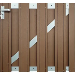 Online C-Wood Tuinhek met poort set composiet Stijl bruin met blank aluminium frame (4,88 mtr)