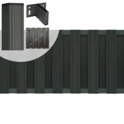 Hot C-Wood Tuinhek met poort set composiet Stijl antraciet met antraciet aluminium frame (4,88 mtr)