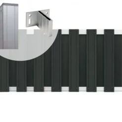 Discount C-Wood Tuinhek set composiet Stijl antraciet met blank aluminium frame (7,54 mtr)