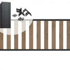 Clearance C-Wood Tuinhek set composiet bruin gevlamd Design met antraciet alu frame (7,54 mtr)