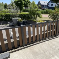 Clearance C-Wood Tuinhek set composiet bruin gevlamd Design met antraciet alu frame (7,54 mtr)