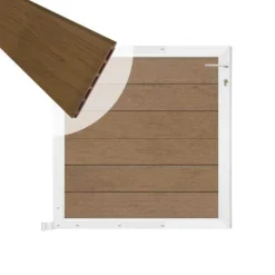 Online C-Wood Tuinpoort aluminium wit frame Mix & Match - composiet bruin gevlamd (90 x 90 cm)