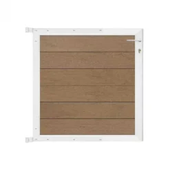 Online C-Wood Tuinpoort aluminium wit frame Mix & Match - composiet bruin gevlamd (90 x 90 cm)