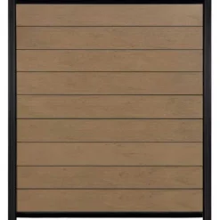 Clearance C-Wood Zelfbouw schutting composiet Modular bruin gevlamd - zwart alu accessoires (180 x 200 cm)