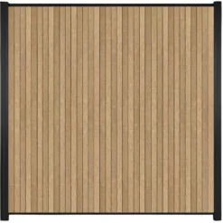 C-Wood Zelfbouw schutting verticaal Rhombus Triple teak - zwart alu accessoires (170 x 180 cm)