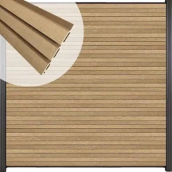 Sale C-Wood Zelfbouw schutting composiet Rhombus Triple teak - antraciet alu accessoires (180 x 200 cm)