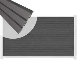 C-Wood Zelfbouw schutting composiet Rhombus Triple rock grey - wit alu accessoires (180 x 90 cm)