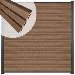 New C-Wood Zelfbouw schutting composiet Rhombus Triple bruin gevlamd - antraciet alu acc (180 x 200 cm)