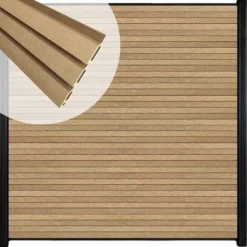 C-Wood Zelfbouw schutting composiet Rhombus Triple teak - zwart alu accessoires (180 x 200 cm)