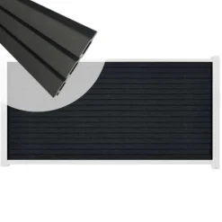 Hot C-Wood Zelfbouw schutting composiet Rhombus Triple antraciet - wit alu accessoires (180 x 90 cm)