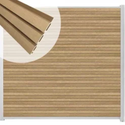 Online C-Wood Zelfbouw schutting composiet Rhombus Triple teak - blank alu accessoires (180 x 180 cm)