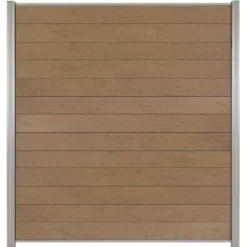 Sale C-Wood Zelfbouw schutting composiet Mix & Match bruinvlam - blank alu accessoires (180 x 200 cm)