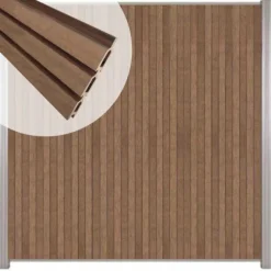 Online C-Wood Zelfbouw schutting verticaal Rhombus Triple bruin gevlamd - blank alu accessoires (170 x 180 cm)