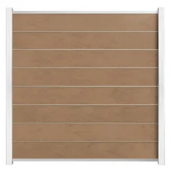 Hot C-Wood Zelfbouw schutting composiet Modular teak - wit alu accessoires (180 x 180 cm)