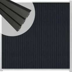 New C-Wood Zelfbouw schutting verticaal Rhombus Triple antraciet - wit alu accessoires (170 x 180 cm)