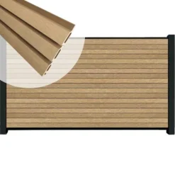 Outlet C-Wood Zelfbouw schutting composiet Rhombus Triple teak - zwart alu accessoires (180 x 90 cm)