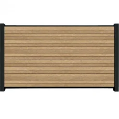 Outlet C-Wood Zelfbouw schutting composiet Rhombus Triple teak - zwart alu accessoires (180 x 90 cm)