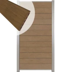 Best C-Wood Zelfbouw schutting composiet Mix & Match bruinvlam - blank alu accessoires (90 x 180 cm)