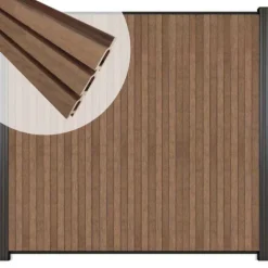 Clearance C-Wood Zelfbouw schutting verticaal Rhombus Triple bruin gevlamd - antraciet alu accessoires (170 x 180 cm)
