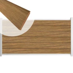 Discount C-Wood Zelfbouw schutting hardhout Mix & Match Thermo Fraké - wit alu accessoires (180 x 90 cm)