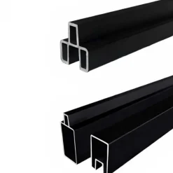 Hot C-Wood Zelfbouw schutting composiet Modular co-ex grijs - zwart alu accessoires (180 x 200 cm)