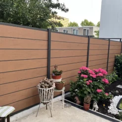 Clearance C-Wood Zelfbouw schutting composiet Modular bruin gevlamd - antraciet alu accessoires (180 x 180 cm)