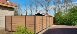 Online C-Wood Zelfbouw schutting composiet Modular bruin gevlamd - antraciet alu accessoires (90 x 180 cm)