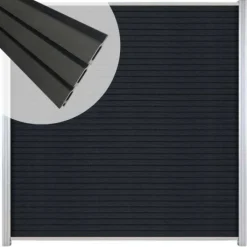 Online C-Wood Zelfbouw schutting composiet Rhombus Triple antraciet - blank alu accessoires (180 x 200 cm)