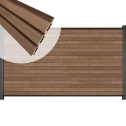 Discount C-Wood Zelfbouw schutting composiet Rhombus Triple bruin gevlamd - antraciet alu acc (180 x 90 cm)