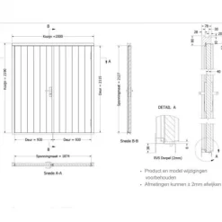 New TrendHout Dubbele plaatdeur met kozijn - wit - 930 x 2115 mm incl. beslag