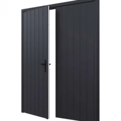 Hot TrendHout Dubbele plaatdeur met kozijn - zwart - 930 x 2115 mm incl. beslag