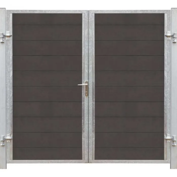 Clearance Plus Danmark Dubbele tuindeur composiet Futura antraciet in stalen frame links (213 x 180 cm)