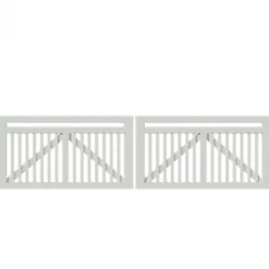 Online Plus Danmark Dubbele tuinpoort vuren - Linea recht wit (300 x 80 cm)