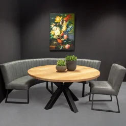 Discount HomingXL Eetkamerbank - Hengelo - lederlook Missouri antraciet 09 - geschikt voor tafel 150 cm