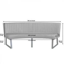 Outlet HomingXL Eetkamerbank - Hengelo - stof Element fuchsia 19 - geschikt voor ovale tafel 240 cm