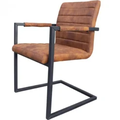 Hot Bo Lundgren Eetkamerstoel - Apollo II - stof Cowboy retro lederlook cognac