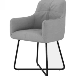 Online Bo Lundgren Eetkamerstoel - Arne - stof Bjorn grof geweven lichtgrijs