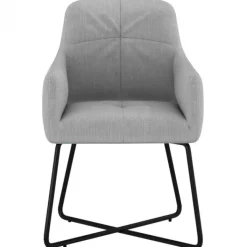 Online Bo Lundgren Eetkamerstoel - Arne - stof Bjorn grof geweven lichtgrijs