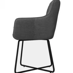 Outlet Bo Lundgren Eetkamerstoel - Arne - stof Bjorn grof geweven donker grijs