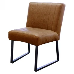 HomingXL Eetkamerstoel - Hengelo - geschikt voor ronde tafel - lederlook Missouri cognac 03