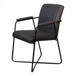 Bo Lundgren Eetkamerstoel - Henry - lederlook Soft antraciet