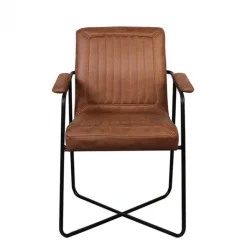 Discount Bo Lundgren Eetkamerstoel - Henry - lederlook Soft cognac