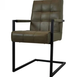 Hot Bo Lundgren Eetkamerstoel - Jupiter - stof Bull lederlook groen