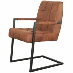 Sale Bo Lundgren Eetkamerstoel - Jupiter - stof Cowboy retro lederlook cognac