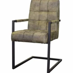 Online Bo Lundgren Eetkamerstoel - Jupiter - stof Cowboy retro lederlook olijf groen