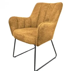 New Bo Lundgren Eetkamerstoel - Kevin - stof Bjorn grof geweven mosterd