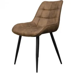 Sale Bo Lundgren Eetkamerstoel - Loena - stof Cowboy retro lederlook taupe