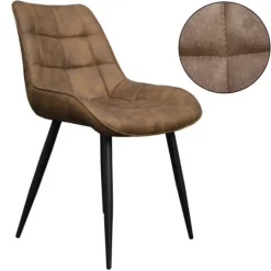 Sale Bo Lundgren Eetkamerstoel - Loena - stof Cowboy retro lederlook taupe